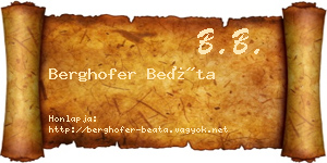 Berghofer Beáta névjegykártya